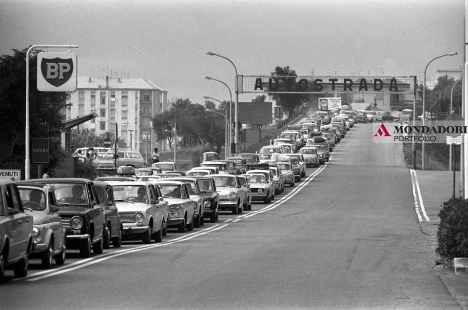 Cars in a queue on the A10 highway