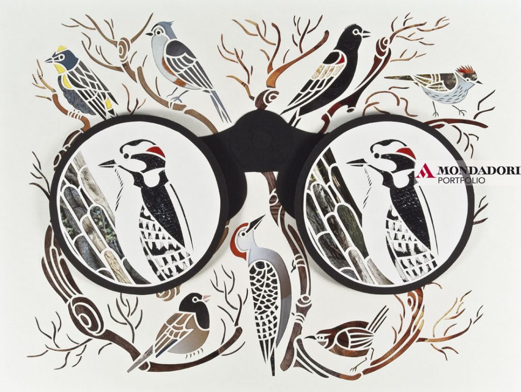 Il binocolo e gli uccelli, una crasi perfetta nel disegno di Mayuko Fujino